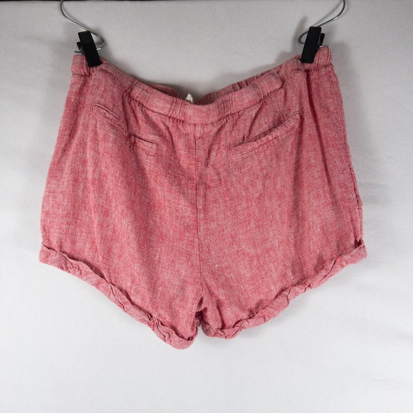 Anthropologie Mermaid Red Linen Blend Shorts Medium Front Pockets - Picture 2 of 3